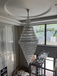 Chrome Extra Large Crystal Chandelier in Silver for Foyer/Staircase/Living Room/Entrance