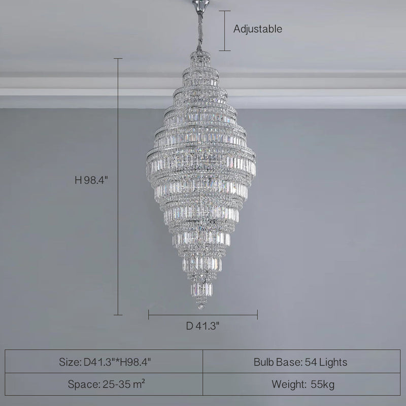 Chrome Extra Large Crystal Chandelier in Silver for Foyer/Staircase/Living Room/Entrance