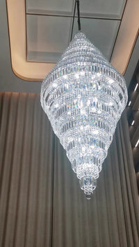 Chrome Extra Large Crystal Chandelier in Silver for Foyer/Staircase/Living Room/Entrance