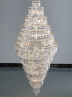 Chrome Extra Large Crystal Chandelier in Silver for Foyer/Staircase/Living Room/Entrance