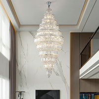 Chrome Extra Large Crystal Chandelier in Silver for Foyer/Staircase/Living Room/Entrance