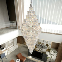 Chrome Extra Large Crystal Chandelier in Silver for Foyer/Staircase/Living Room/Entrance