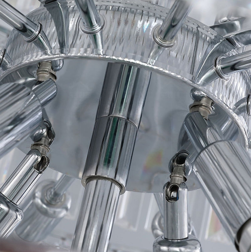 Chrome Extra Large Crystal Chandelier in Silver for Foyer/Staircase/Living Room/Entrance