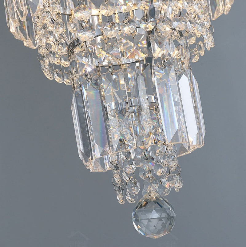 Chrome Extra Large Crystal Chandelier in Silver for Foyer/Staircase/Living Room/Entrance