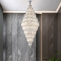 Chrome Extra Large Crystal Chandelier in Silver for Foyer/Staircase/Living Room/Entrance