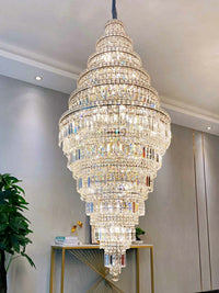 Chrome Extra Large Crystal Chandelier in Silver for Foyer/Staircase/Living Room/Entrance