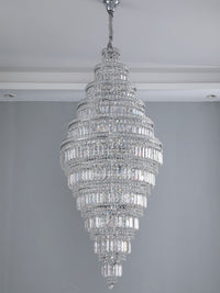 Chrome Extra Large Crystal Chandelier in Silver for Foyer/Staircase/Living Room/Entrance