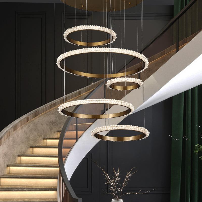 Besy Staircase K9 Crystal Ring Chandelier