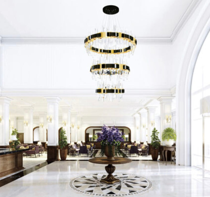 LeGrace Cascade Black Crystal Chandelier