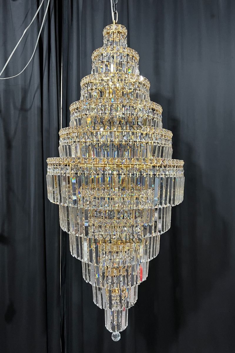 Chrome Extra Large Crystal Chandelier in Silver for Foyer/Staircase/Living Room/Entrance