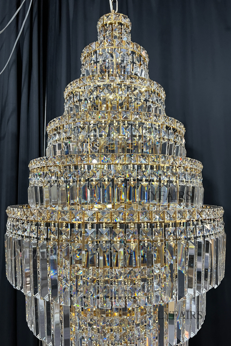 Chrome Extra Large Crystal Chandelier in Silver for Foyer/Staircase/Living Room/Entrance