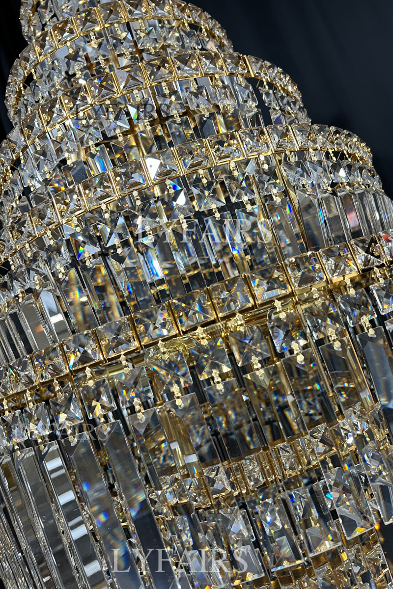 Chrome Extra Large Crystal Chandelier in Silver for Foyer/Staircase/Living Room/Entrance