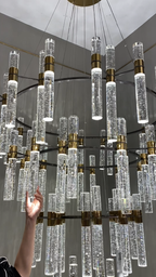 Oversized Modern Luxury 4-tiered Bubble Crystal Icicle Chandelier for High-ceiling