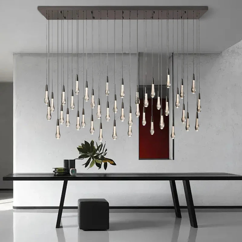 Priv Elvarez Crystal Water-Drop Stainless Steel Chandelier