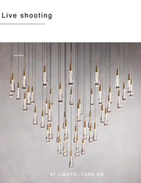 Priv Elvarez Crystal Water-Drop Stainless Steel Chandelier