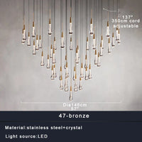 Priv Elvarez Crystal Water-Drop Stainless Steel Chandelier