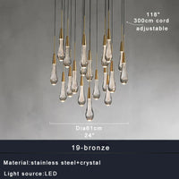 Priv Elvarez Crystal Water-Drop Stainless Steel Chandelier