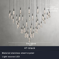Priv Elvarez Crystal Water-Drop Stainless Steel Chandelier