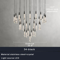 Priv Elvarez Crystal Water-Drop Stainless Steel Chandelier