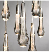 Priv Elvarez Crystal Water-Drop Stainless Steel Chandelier