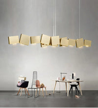 Long Italian Gold/Wood Grain Stainless Steel Pendant Light, Industrial Modern Stylish Room Decor Pendant Lamp 2025