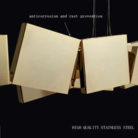 Long Italian Gold/Wood Grain Stainless Steel Pendant Light, Industrial Modern Stylish Room Decor Pendant Lamp 2025