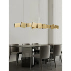Long Italian Gold/Wood Grain Stainless Steel Pendant Light, Industrial Modern Stylish Room Decor Pendant Lamp 2025