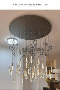 Priv Elvarez Crystal Water-Drop Stainless Steel Chandelier