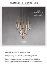 Priv Elvarez Crystal Water-Drop Stainless Steel Chandelier