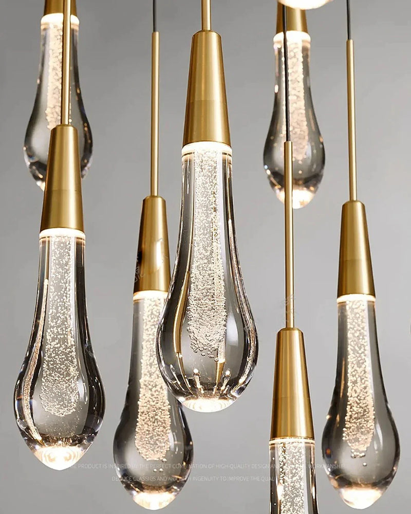 Priv Elvarez Crystal Water-Drop Stainless Steel Chandelier