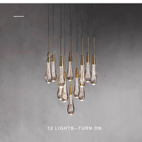 Priv Elvarez Crystal Water-Drop Stainless Steel Chandelier
