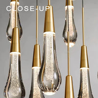 Priv Elvarez Crystal Water-Drop Stainless Steel Chandelier