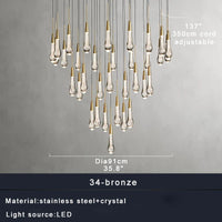 Priv Elvarez Crystal Water-Drop Stainless Steel Chandelier