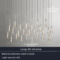 Priv Elvarez Crystal Water-Drop Stainless Steel Chandelier