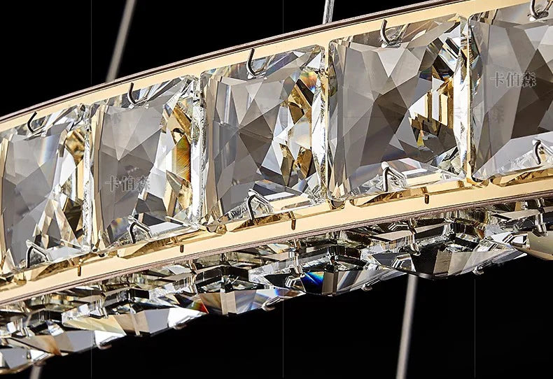 WL Heliora Modern Crystal Ring Staircase Chandelier – Luxury Home Decoration Pendant Light