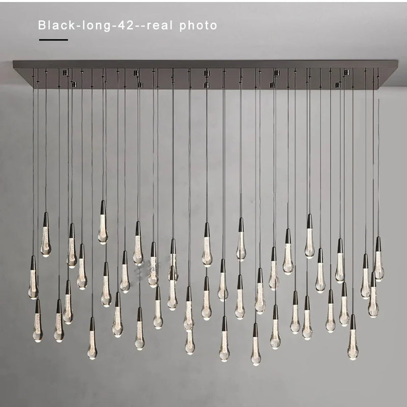 Priv Elvarez Crystal Water-Drop Stainless Steel Chandelier
