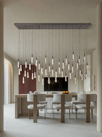 Priv Elvarez Crystal Water-Drop Stainless Steel Chandelier