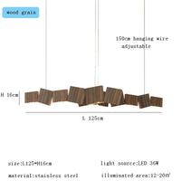 Long Italian Gold/Wood Grain Stainless Steel Pendant Light, Industrial Modern Stylish Room Decor Pendant Lamp 2025