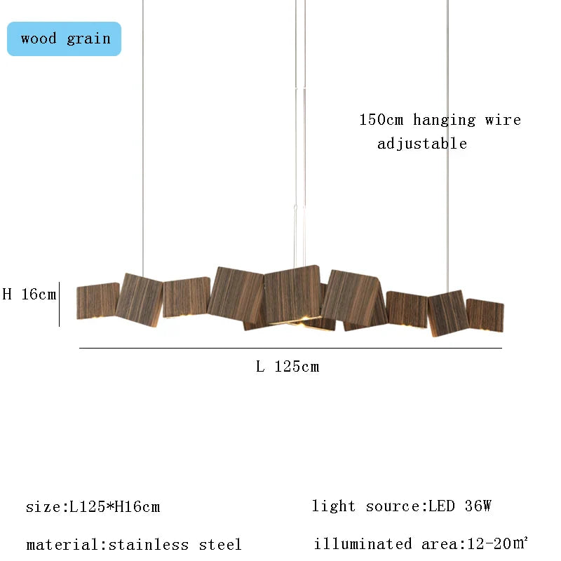 Long Italian Gold/Wood Grain Stainless Steel Pendant Light, Industrial Modern Stylish Room Decor Pendant Lamp 2025