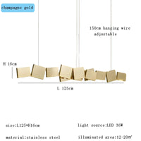 Long Italian Gold/Wood Grain Stainless Steel Pendant Light, Industrial Modern Stylish Room Decor Pendant Lamp 2025