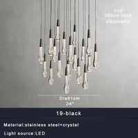 Priv Elvarez Crystal Water-Drop Stainless Steel Chandelier