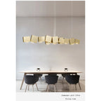Long Italian Gold/Wood Grain Stainless Steel Pendant Light, Industrial Modern Stylish Room Decor Pendant Lamp 2025