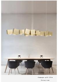 Long Italian Gold/Wood Grain Stainless Steel Pendant Light, Industrial Modern Stylish Room Decor Pendant Lamp 2025