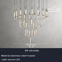 Priv Elvarez Crystal Water-Drop Stainless Steel Chandelier