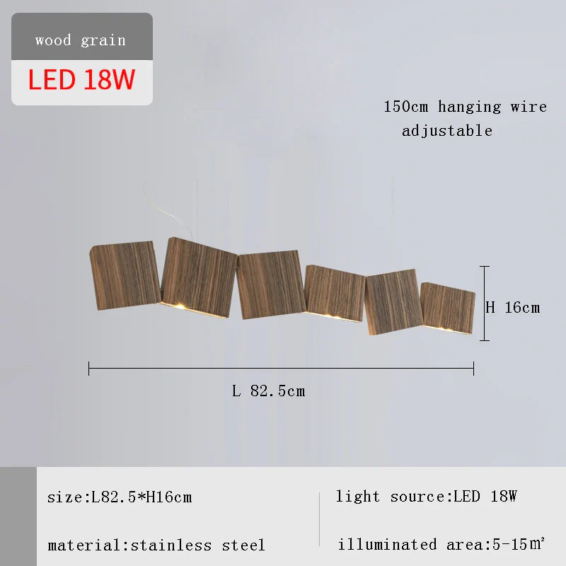 Long Italian Gold/Wood Grain Stainless Steel Pendant Light, Industrial Modern Stylish Room Decor Pendant Lamp 2025