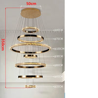 WL Heliora Modern Crystal Ring Staircase Chandelier – Luxury Home Decoration Pendant Light