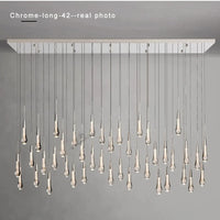Priv Elvarez Crystal Water-Drop Stainless Steel Chandelier