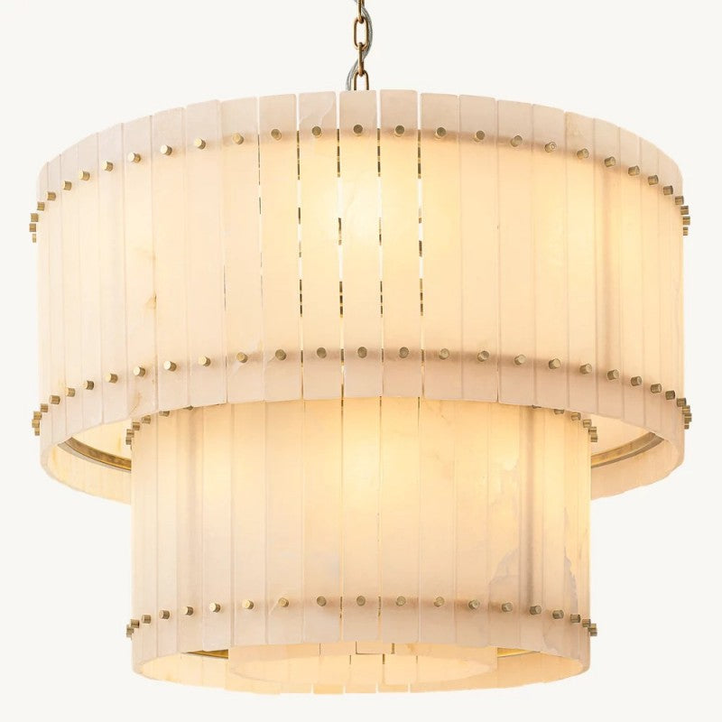 Sanma Alabaster Round Tiered Chandelier 37"