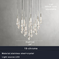 Priv Elvarez Crystal Water-Drop Stainless Steel Chandelier