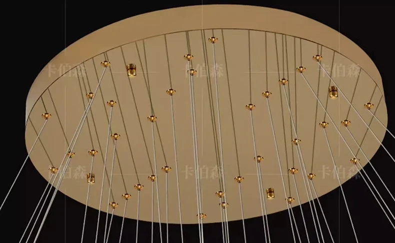 WL Heliora Modern Crystal Ring Staircase Chandelier – Luxury Home Decoration Pendant Light